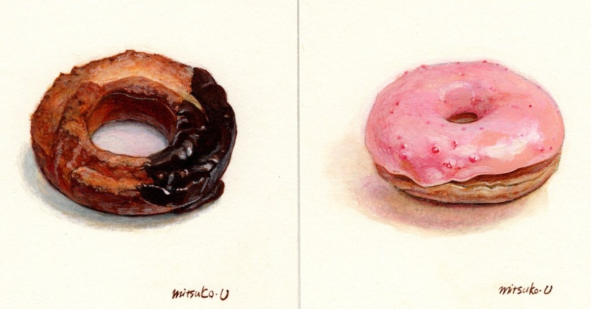 水彩画 原画 無くっ いちごドーナツ 