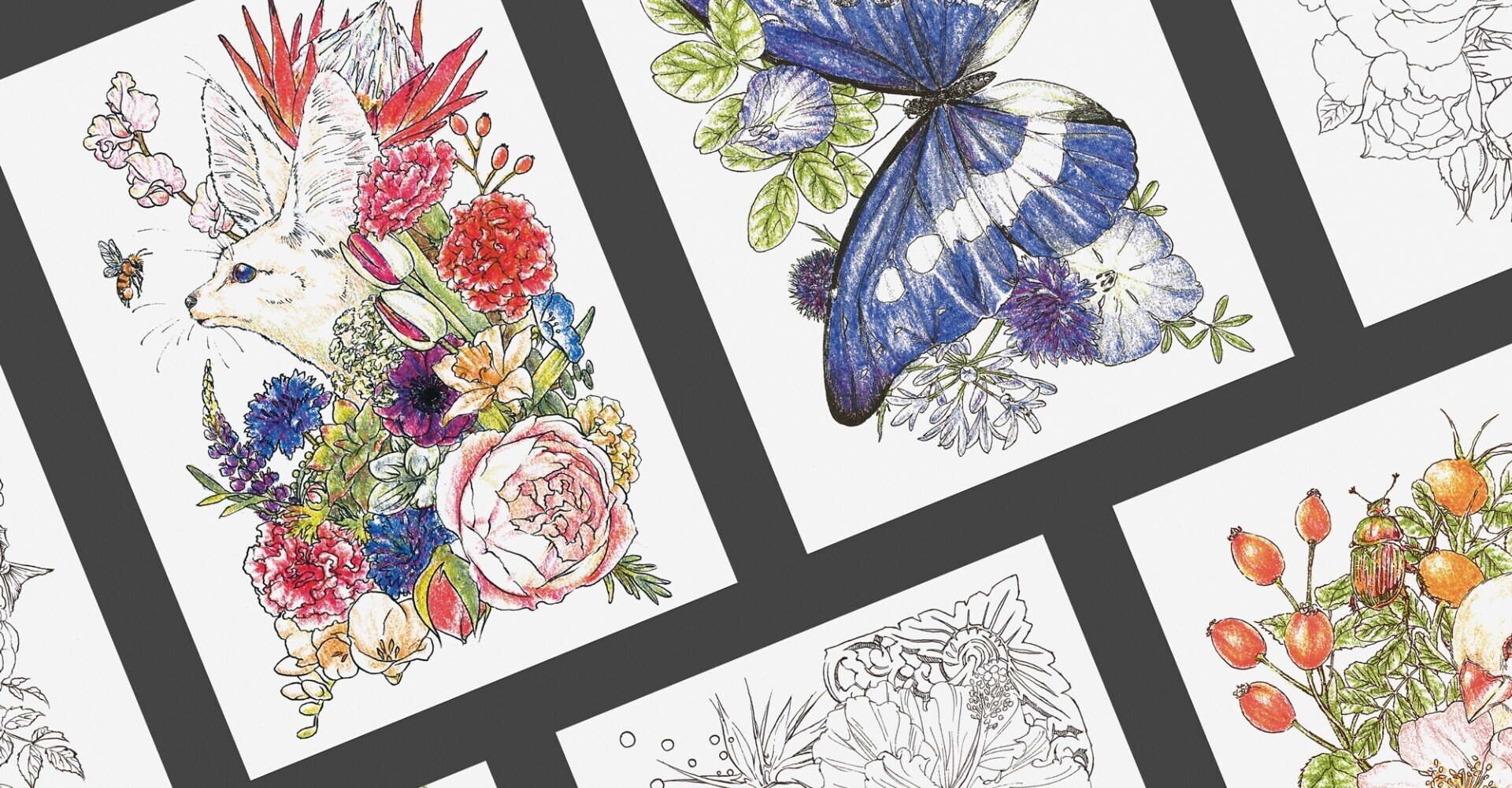 たった5色のクレヨンで描く「おはなのぬりえ-Flower & Story-」が