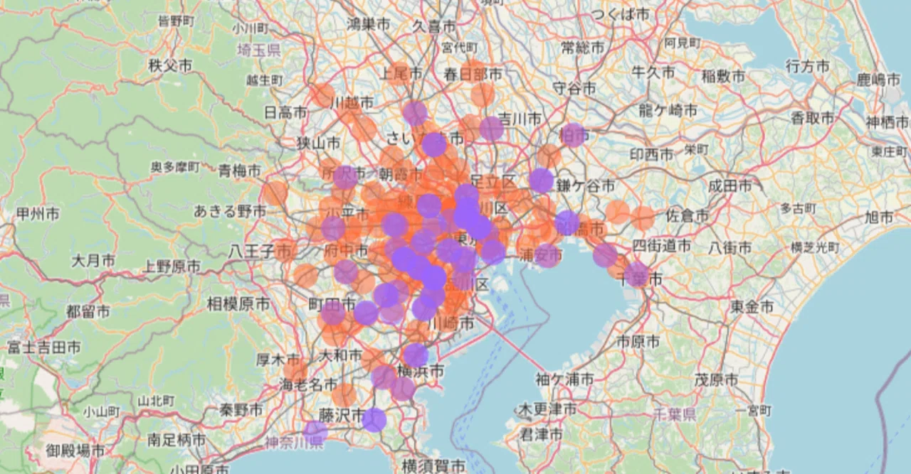 地域性と競争：大手塾の立地を可視化してみた。｜自律学習サカセル