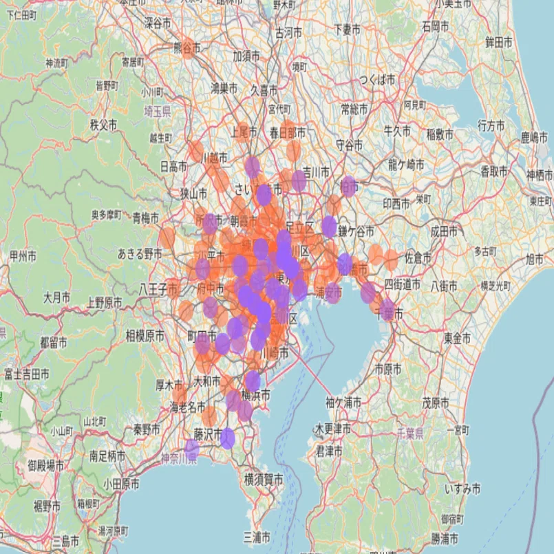 地域性と競争：大手塾の立地を可視化してみた。｜自律学習サカセル
