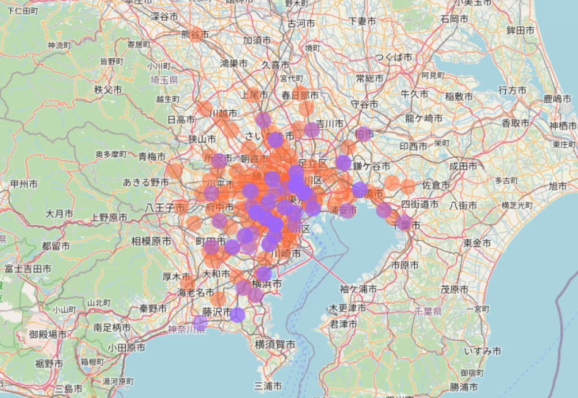 地域性と競争：大手塾の立地を可視化してみた。｜自律学習サカセル