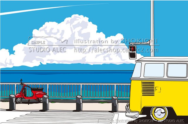 『今年も　ドキドキを連れて　夏が来る　水平線の向こうから…』　このイラストのポスターは「スタジオアレック ネットショップ」で販売しています→http://alecshop.cart.fc2.com/