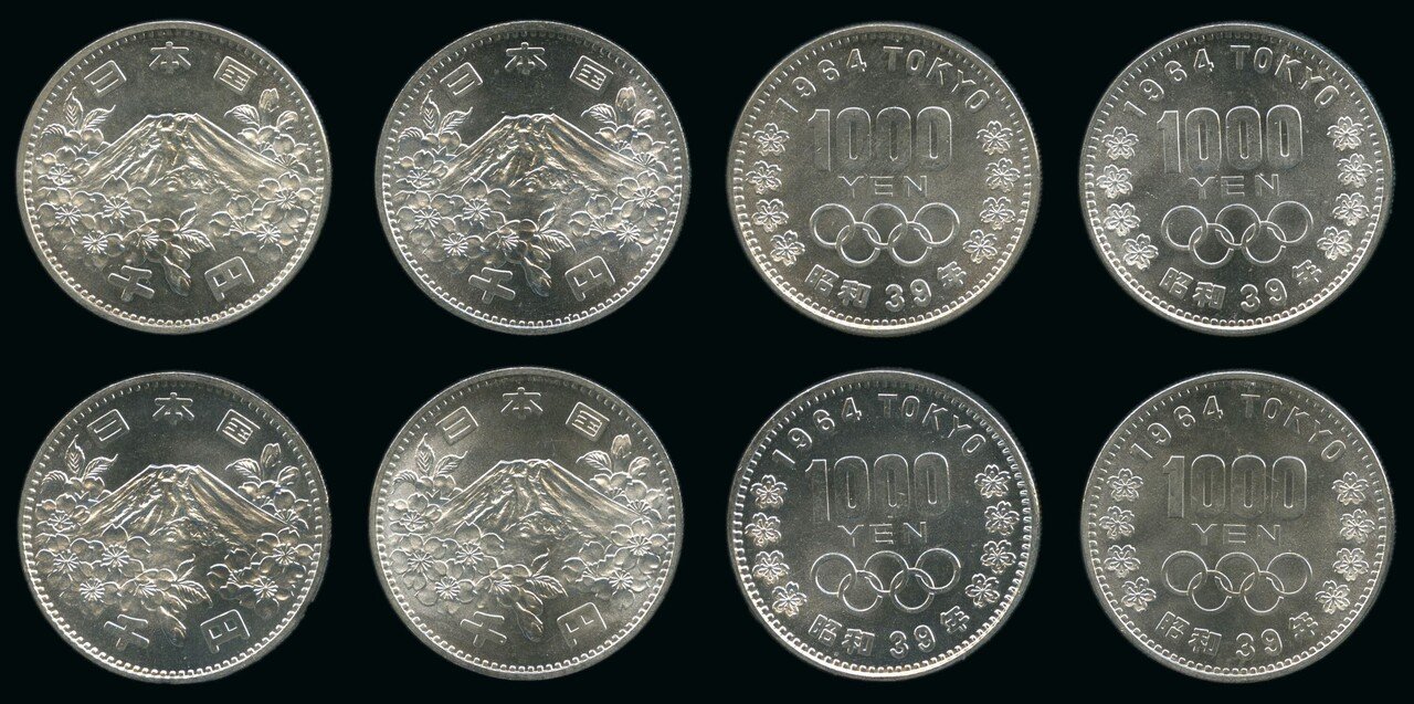 1964 東京オリンピック記念 1000円銀貨 千円銀貨 4枚 古銭 記念