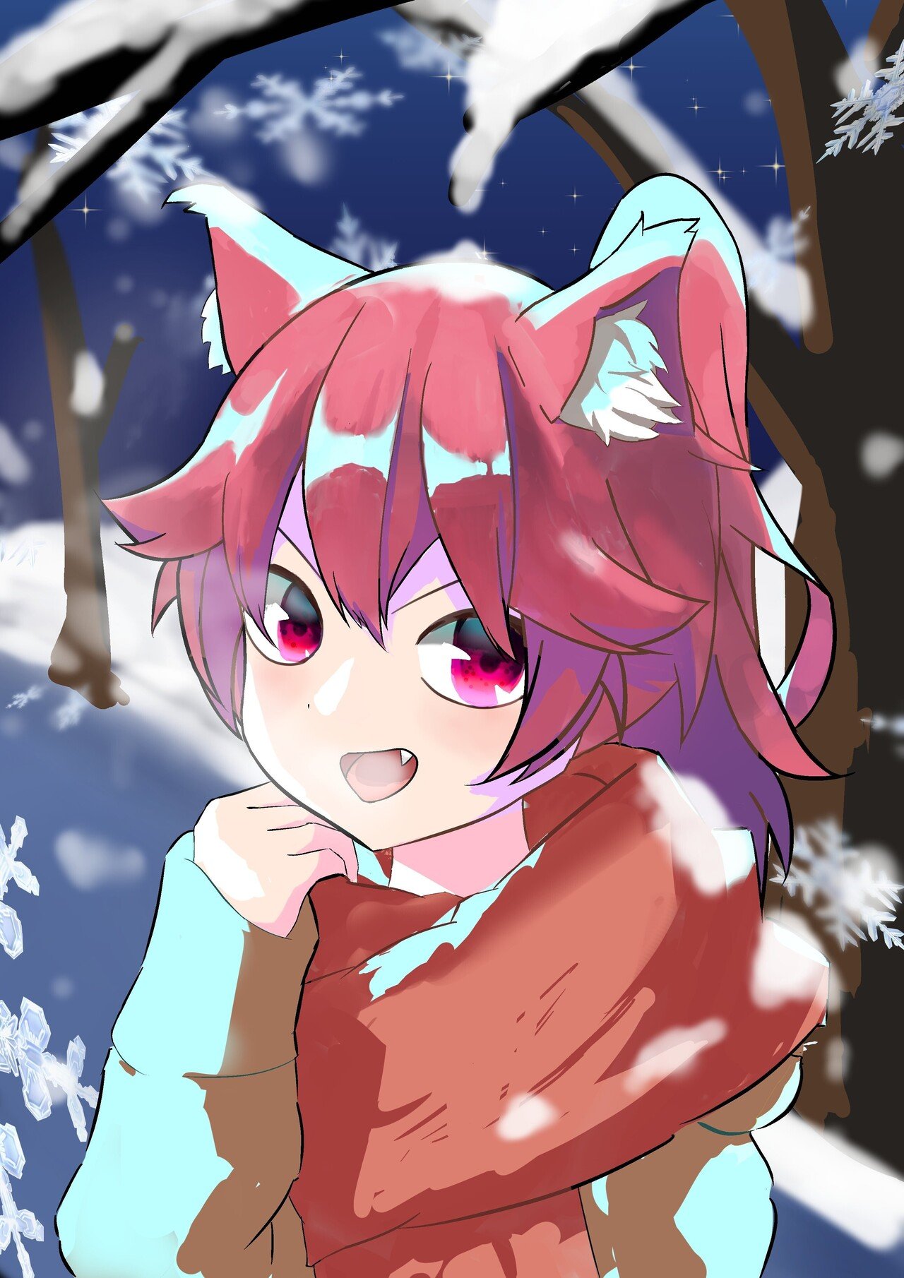 ケモ耳注意 もふもふしたいの 狼っ子と夜のお散歩 イラスト ガンジー ポニーテールの良さを広めたい Note