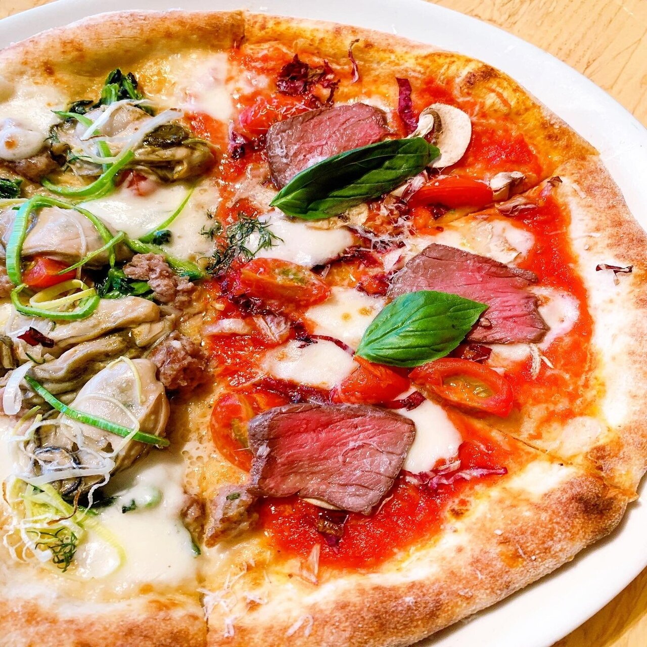 自由が丘 贅沢三昧 チーズ専門店のローストビーフと牡蠣のハーフアンドハーフピザ いなつち 稲田智 Note