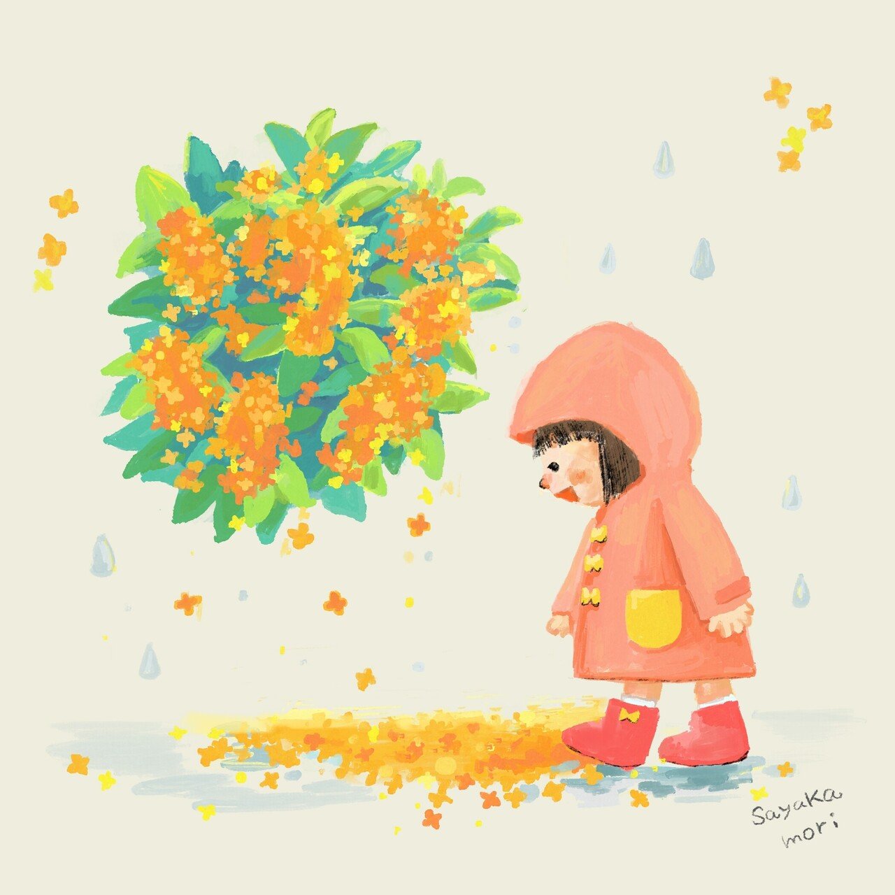 雨の日 イラスト3点 森さやか Illustrator Note