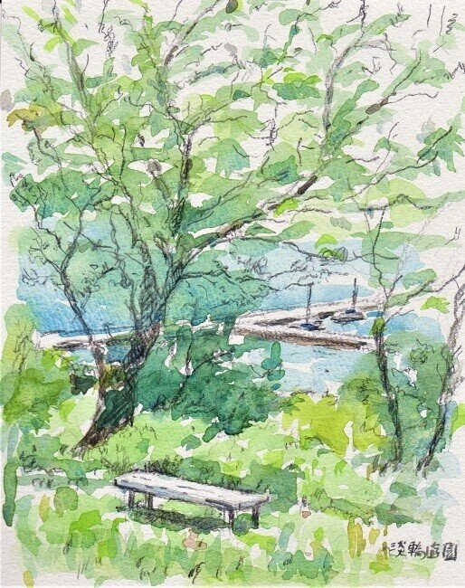 水彩画「北条湾」