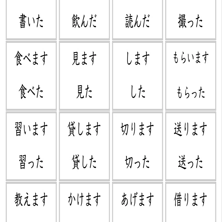 みんなの日本語 初級i た形フラッシュカード 漢字ルビなし Gogakuaruaru Note