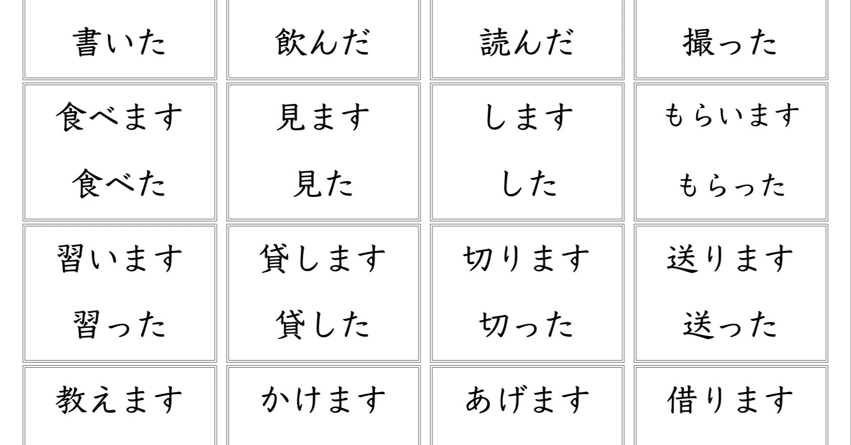みんなの日本語 初級i た形フラッシュカード 漢字ルビなし Gogakuaruaru Note みんなの日本語 初級i た形フラッシュカード 漢字ルビなし Gogakuaruaru Note