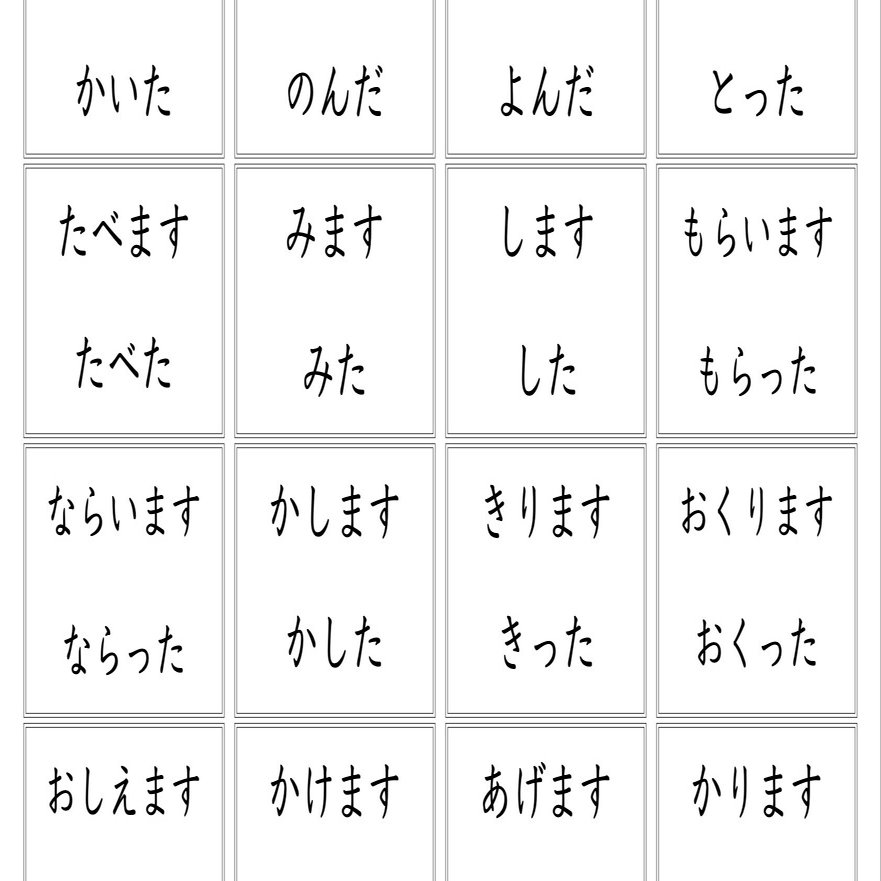 みんなの日本語 初級i た形フラッシュカード ひらがな Gogakuaruaru Note