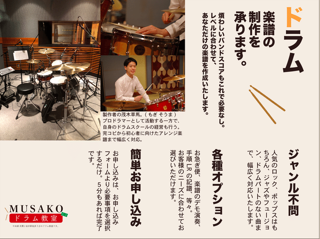 ドラム楽譜作成サービスのご案内 公式 Musakoドラム教室 Note