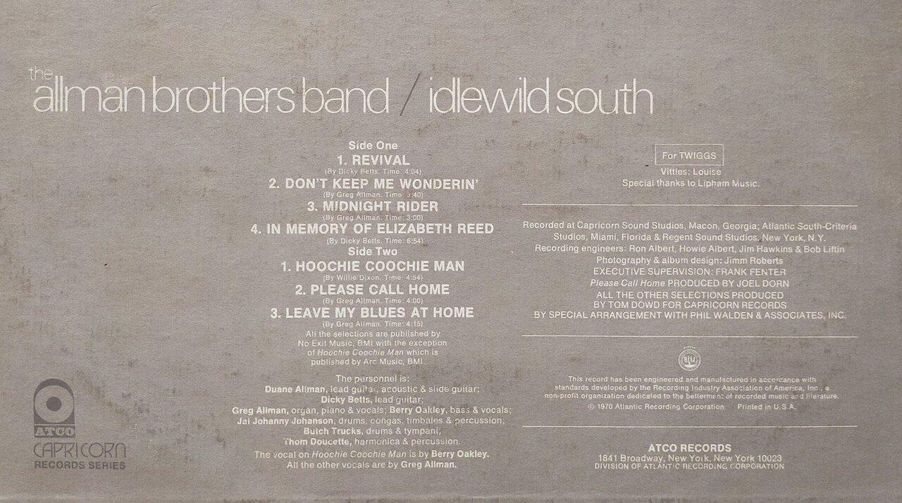 The Allman Brothers Band - Idlewild South - Limited 180-Gram