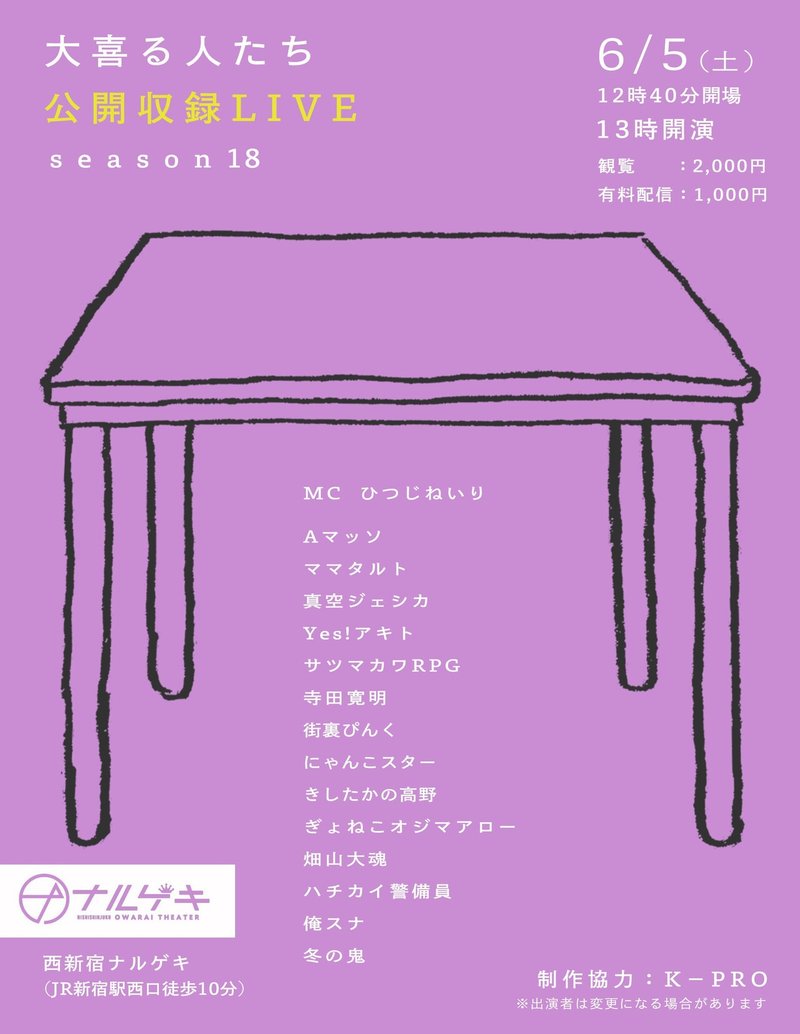 6 5のライブ 大喜る人たち 大喜利動画 Note