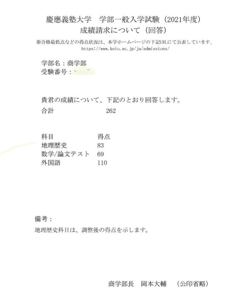 得点開示 慶應 Taida 3150 Note 得点開示 慶應 Taida 3150 Note