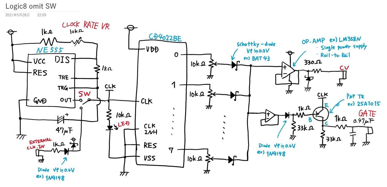 450円で作るCV/gate 8step シーケンサー-モジュラーシンセ自作｜HAGIWO