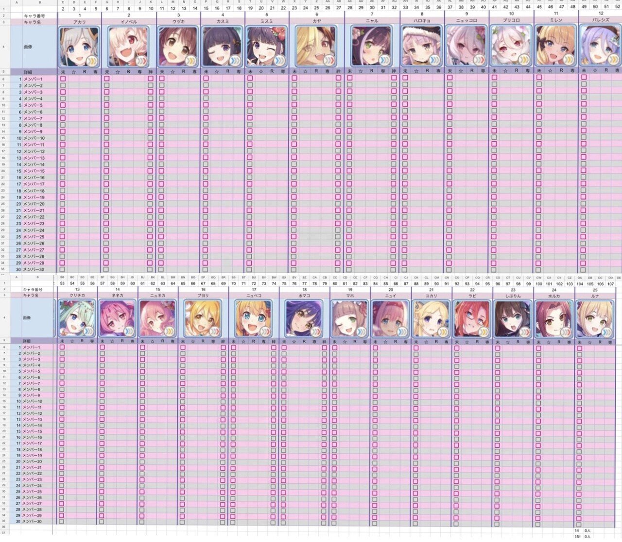 プリコネR】SSSクランで採用されているスプレッドシートの作成例 プリコネR】SSSクランで採用されているスプレッドシートの作成例