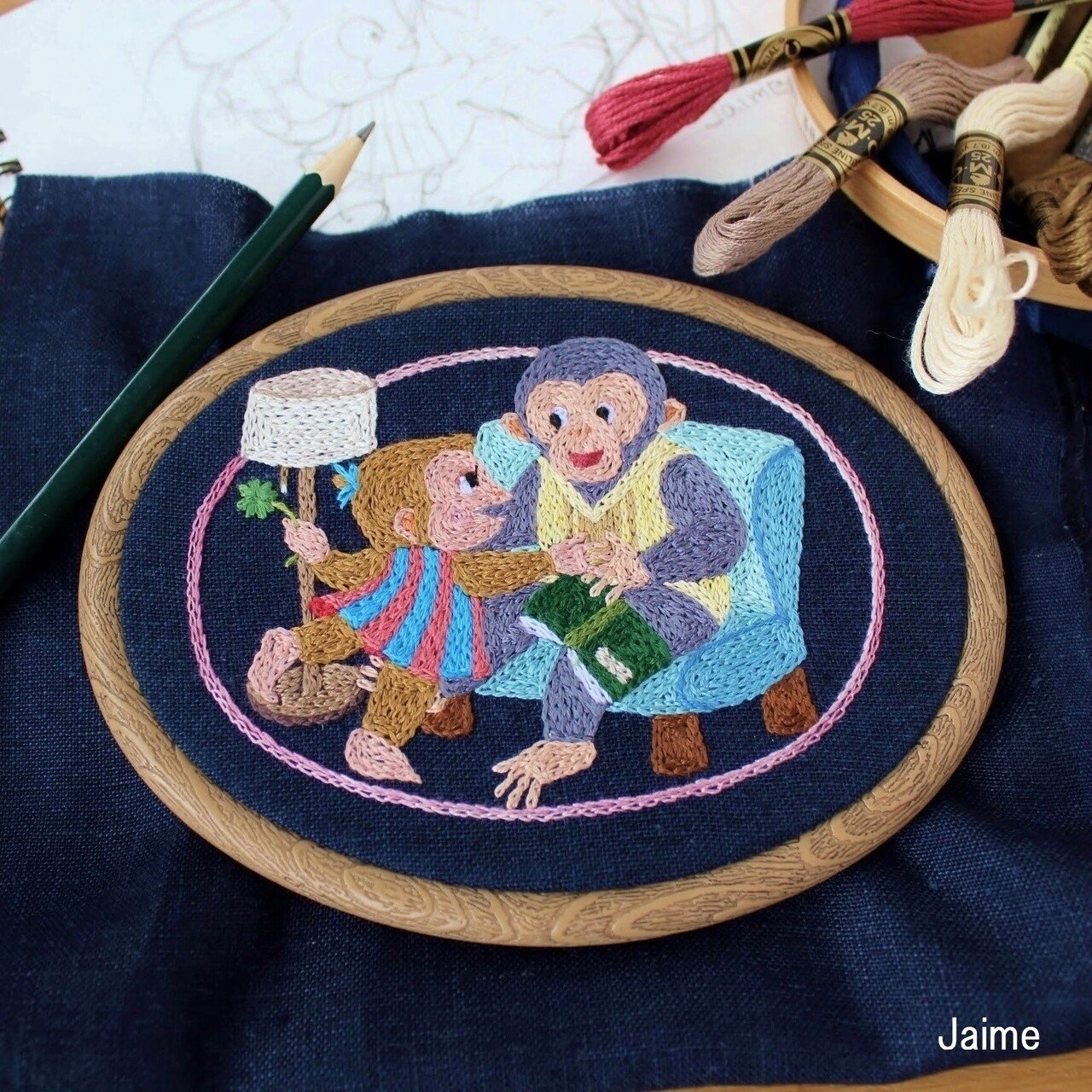 Happy Father's Day”父の日の刺繍カードと葉書（2種