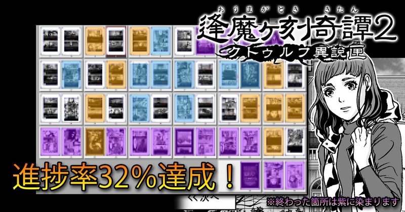 クトゥルフ02_進捗報告
21-06-14 進捗率32％達成！