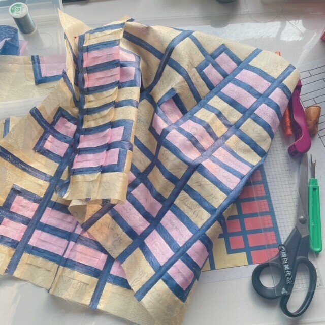 ポジャギ制作過程】韓国伝統窓模様、終わりそうで終わってない｜pojagi