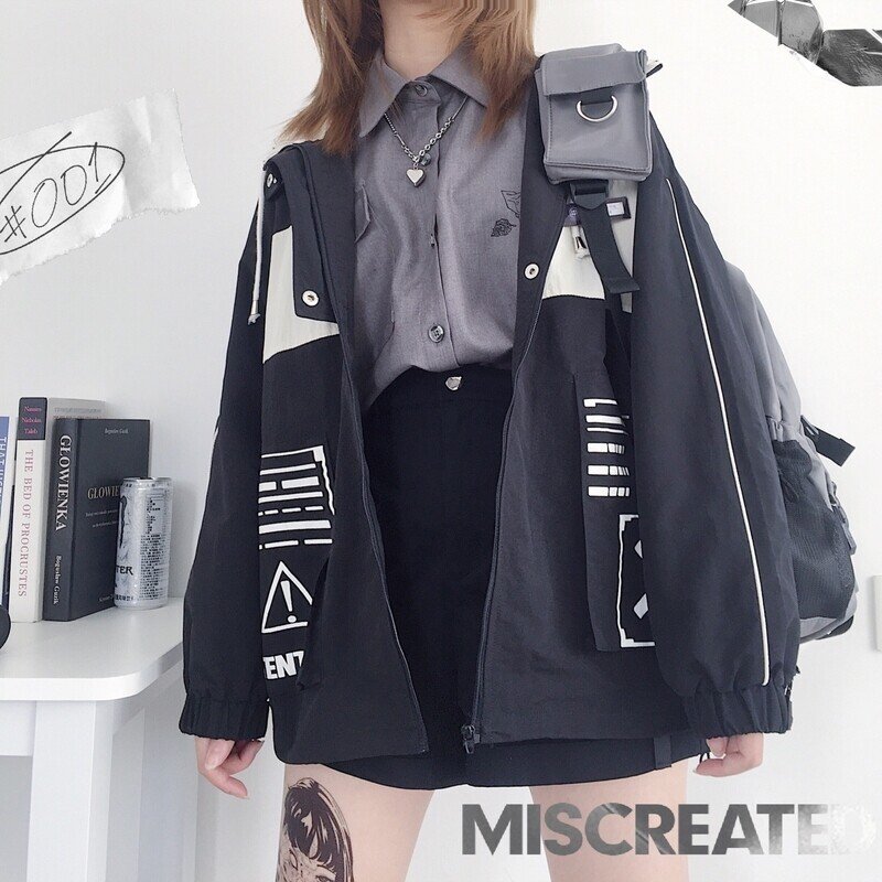 訳あり ゴスロリ系 パーカー Zipアップ バックプリント 病み可愛い オルチャン 原宿系 Jk風 10代 代 モード系ファッション専門店 With U Note