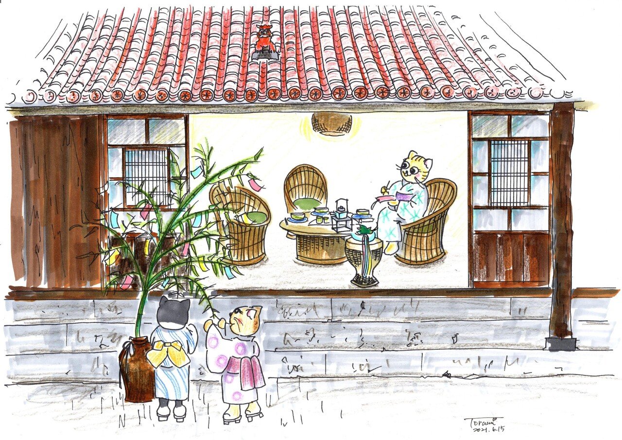 沖縄の古民家で七夕をしたら トラ美先生 Note