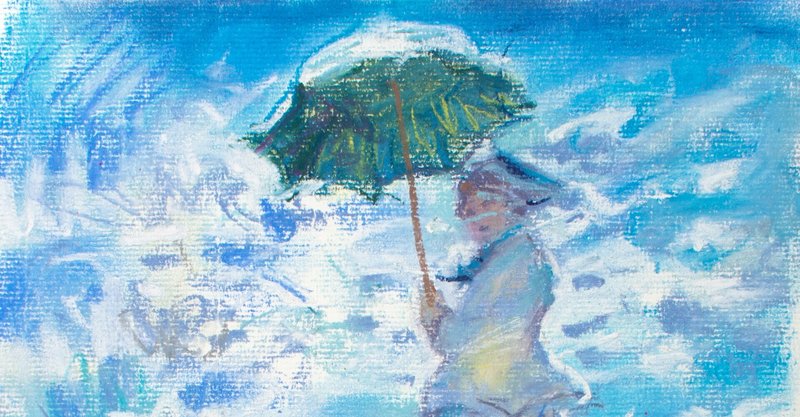 模写　モネ「散歩、日傘を差す女」
