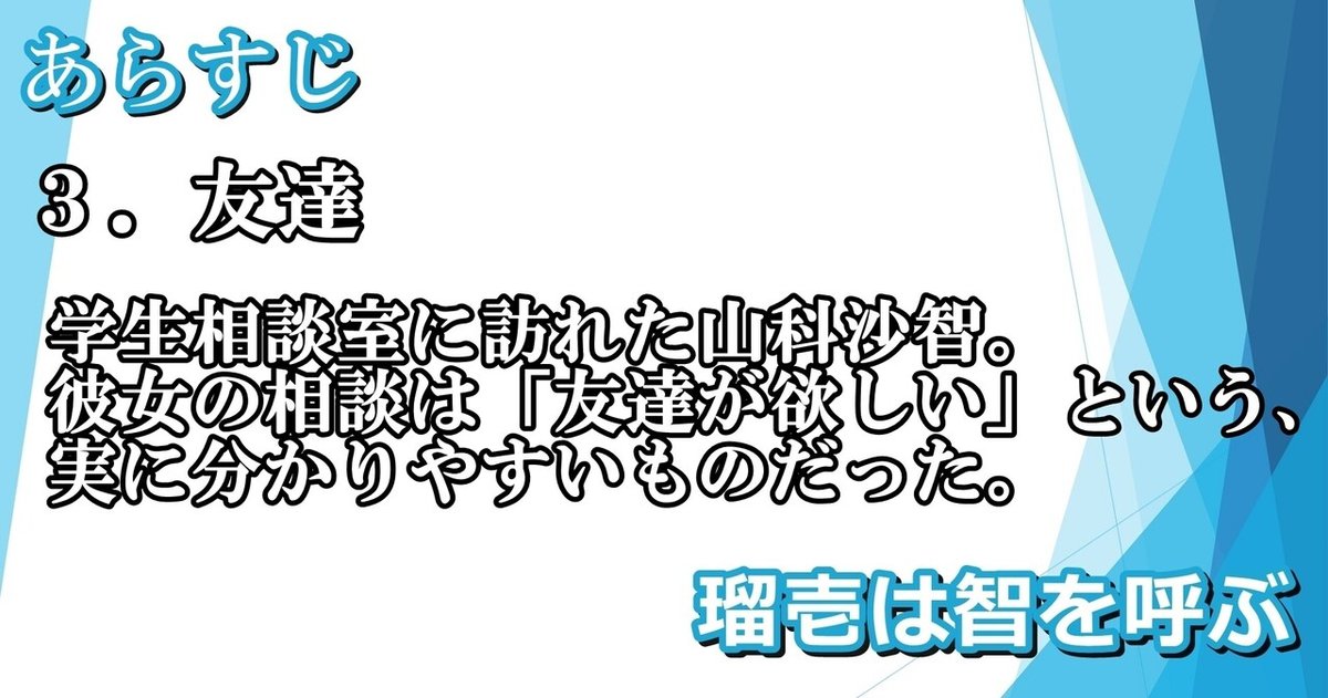 あらすじ／３．友達／瑠壱は智を呼ぶ