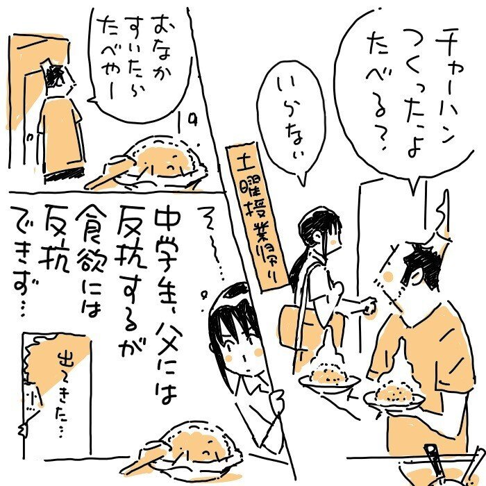 ひとゴマ 6 19 チャーハンと反抗期 ついでにお菓子も食べてたよ 右手 ひとゴマ 絵日記 女子中学生 反抗期 チャーハン にぎりこぷし Note