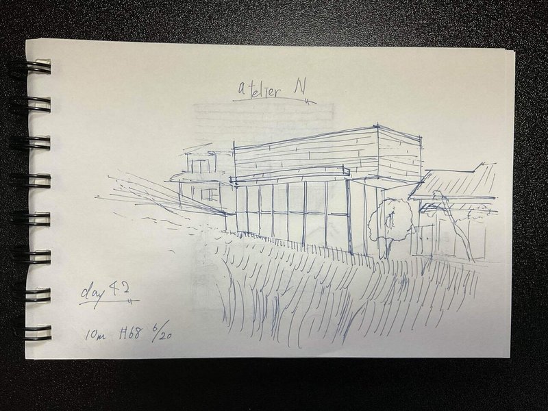 建築学生の積み上げスケッチ Day42 とみせい 頑張り続ける人生 Note