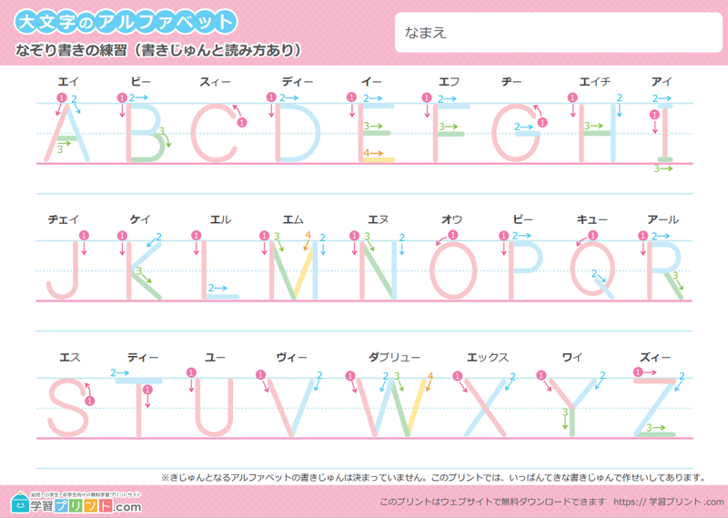 アルファベットを覚える時は無料プリントを活用しよう 英語教育のスペシャリスト 内山京子のブログ 本物の教育を目指して Note