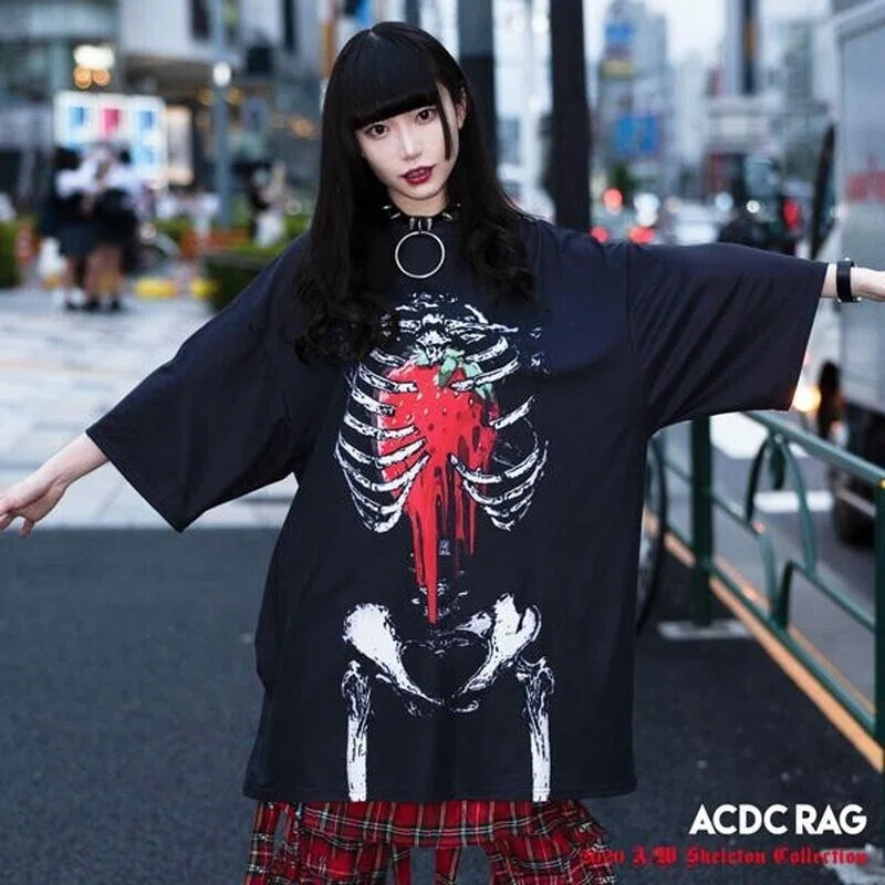 天使と悪魔 ゴスロリ Tシャツ 半袖 スカル 苺 パンク ロック V系 