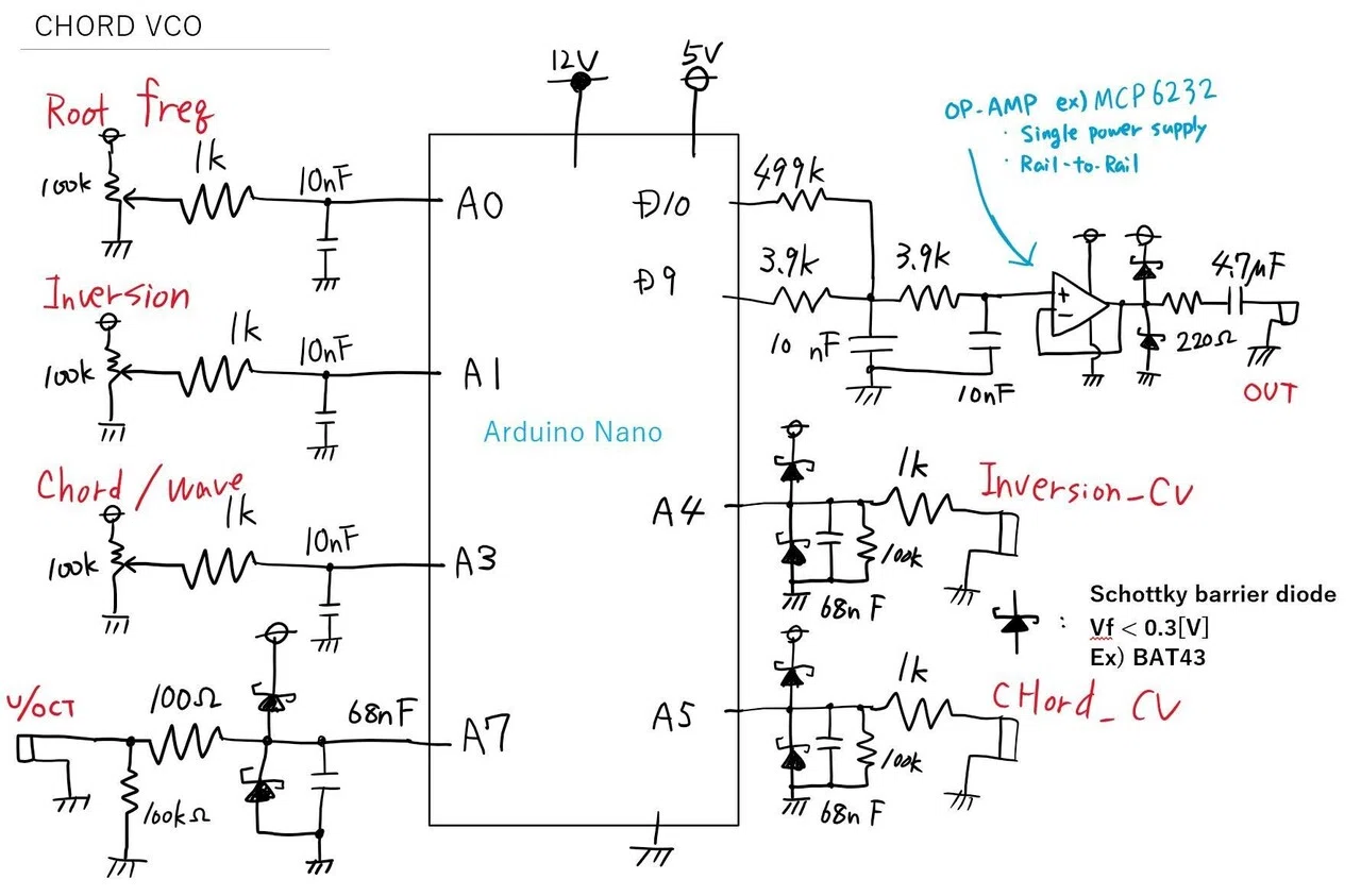 600円で作るCHORD VCO with mozzi library-モジュラーシンセ自作