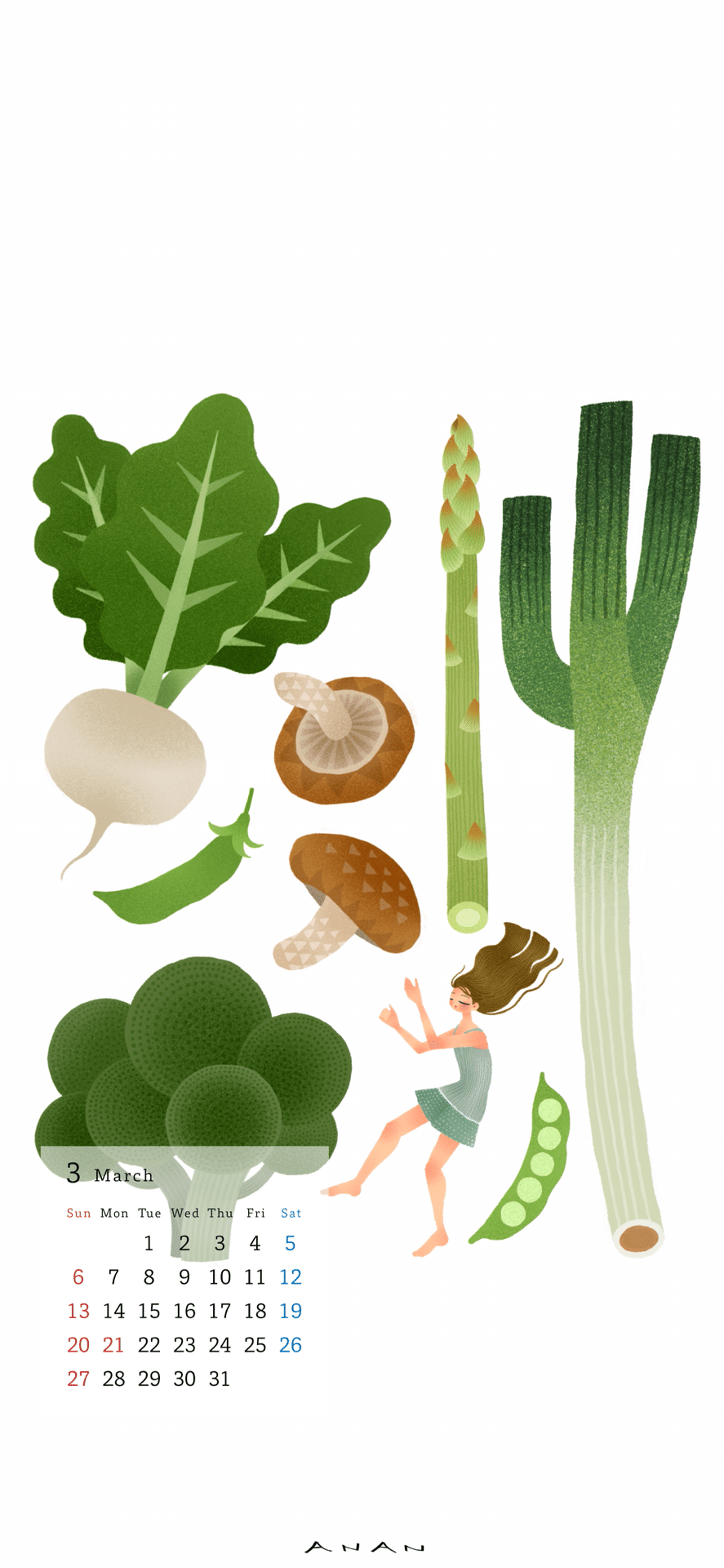 3月 3月の旬の野菜 あなんよーこ イラストレーター Note