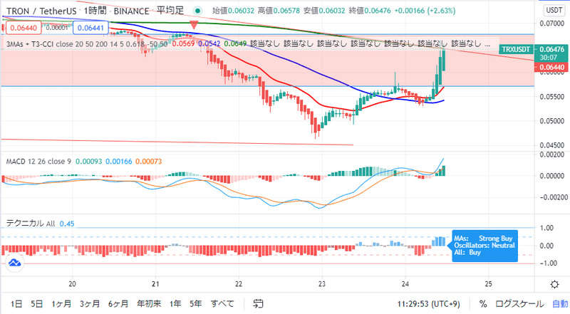 TRON　1時間足　０６２４