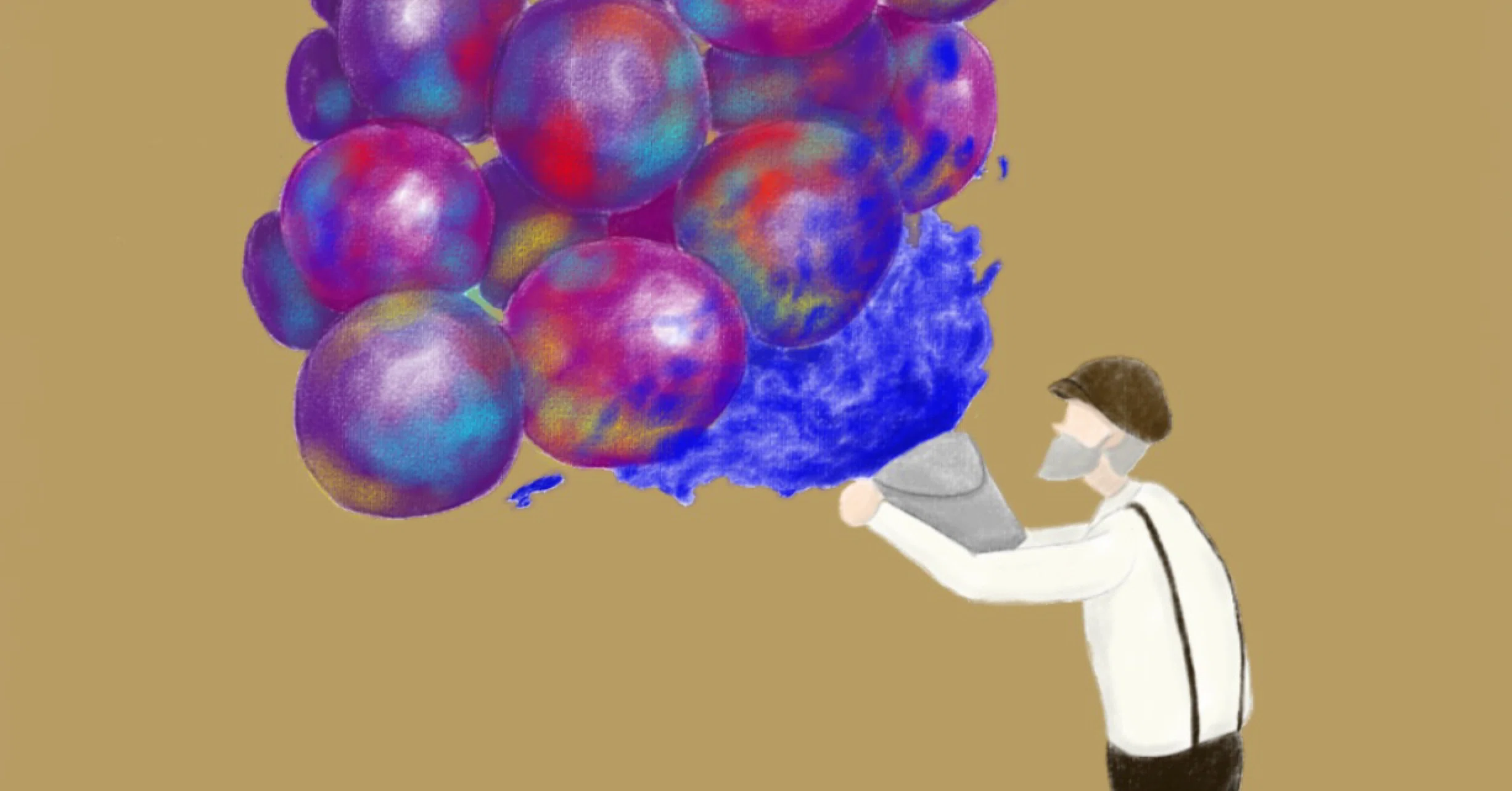 イラスト ぶどうをカラフルにするおじいさん Saor Iro Note