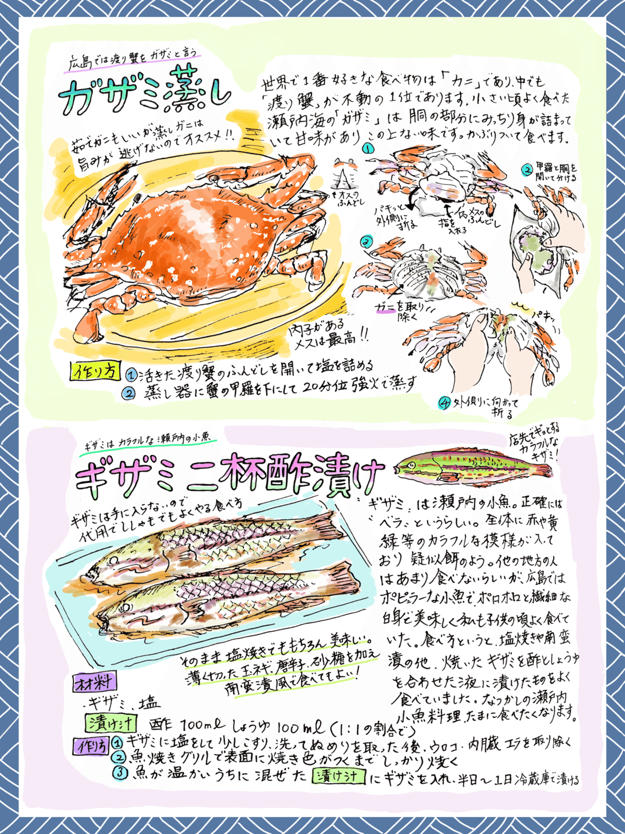 広島のガザミとギザミ Misa Okubo イラストレシピ Note