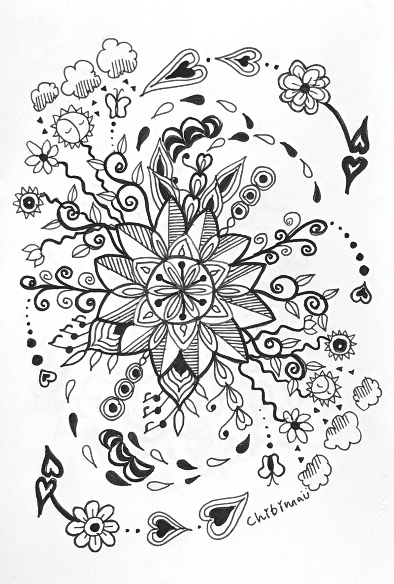土曜絵画 ゼンタングル ちびまゆ Note