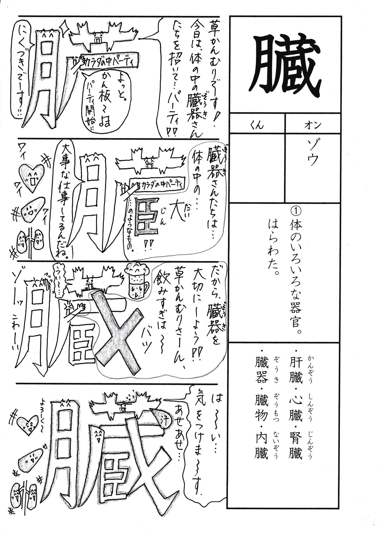 勉強法 漢字 臓 を覚える なるほど四コマ漫画 Sun Sunny D01 Note