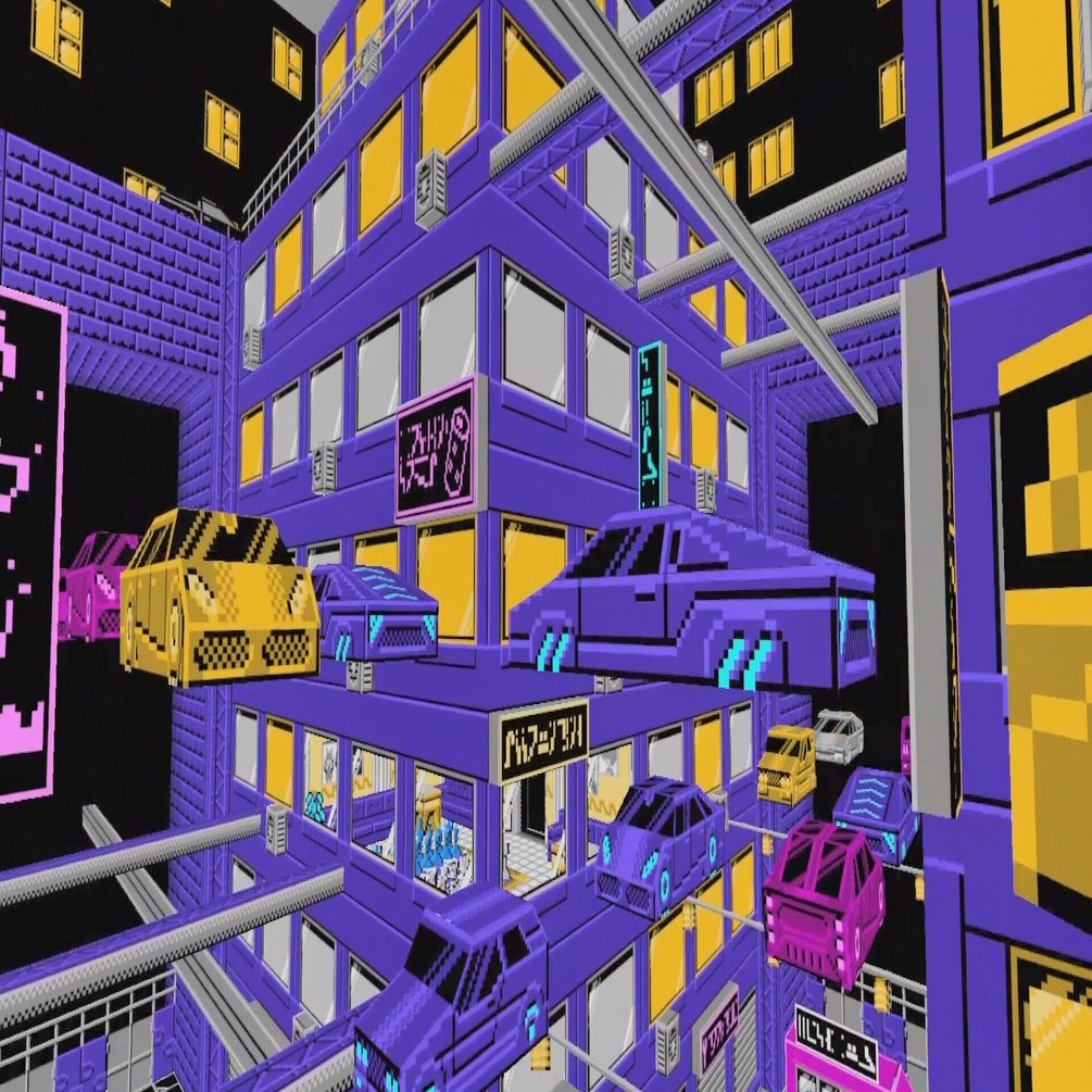 ピクセルスタイルの近未来都市 8 Bit Cyberpunk Junction を歩く Vrchatワールド紹介 Muddypadfoot Note