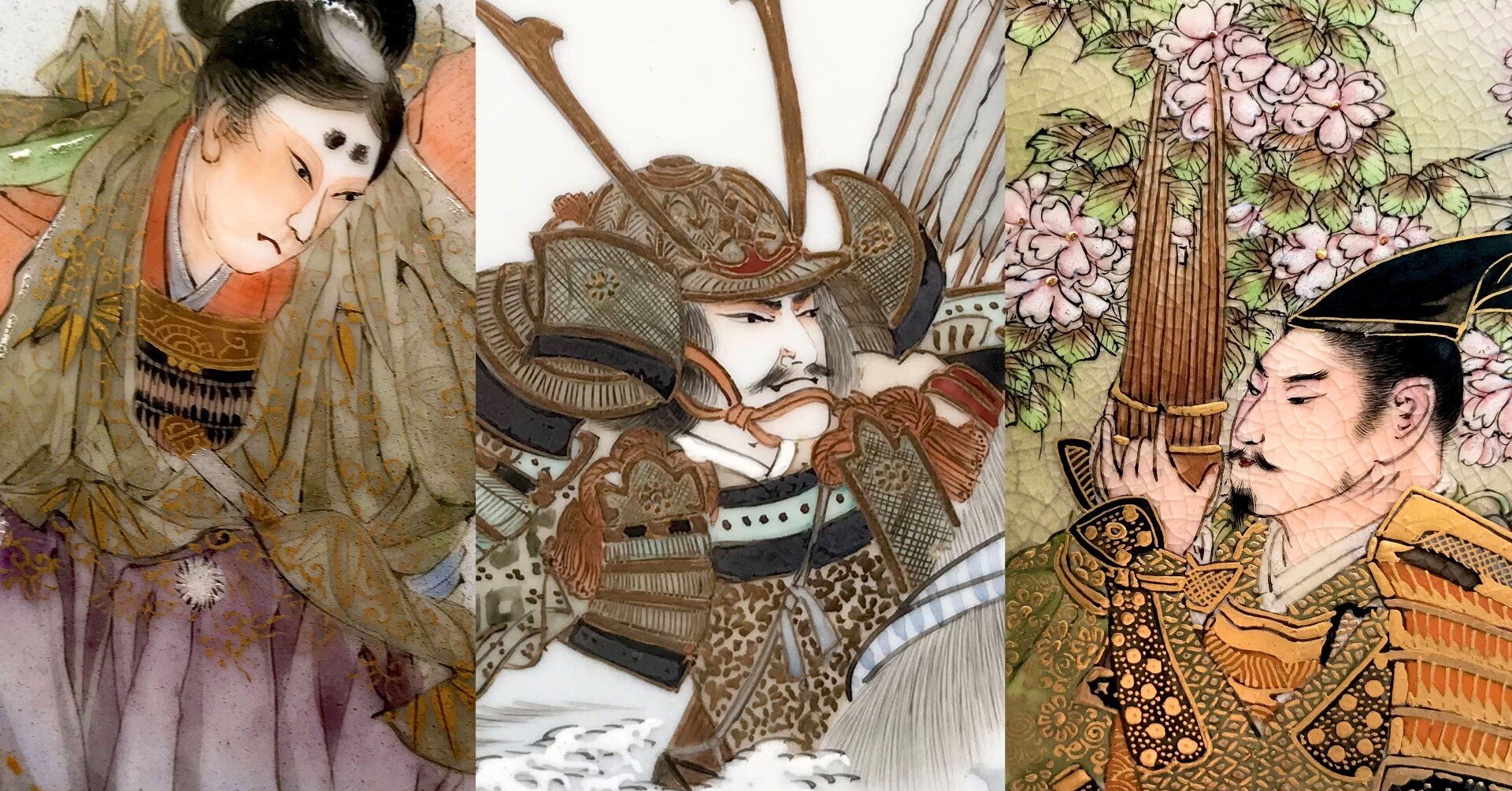 陶器の花瓶 2人の女性と帆船の絵