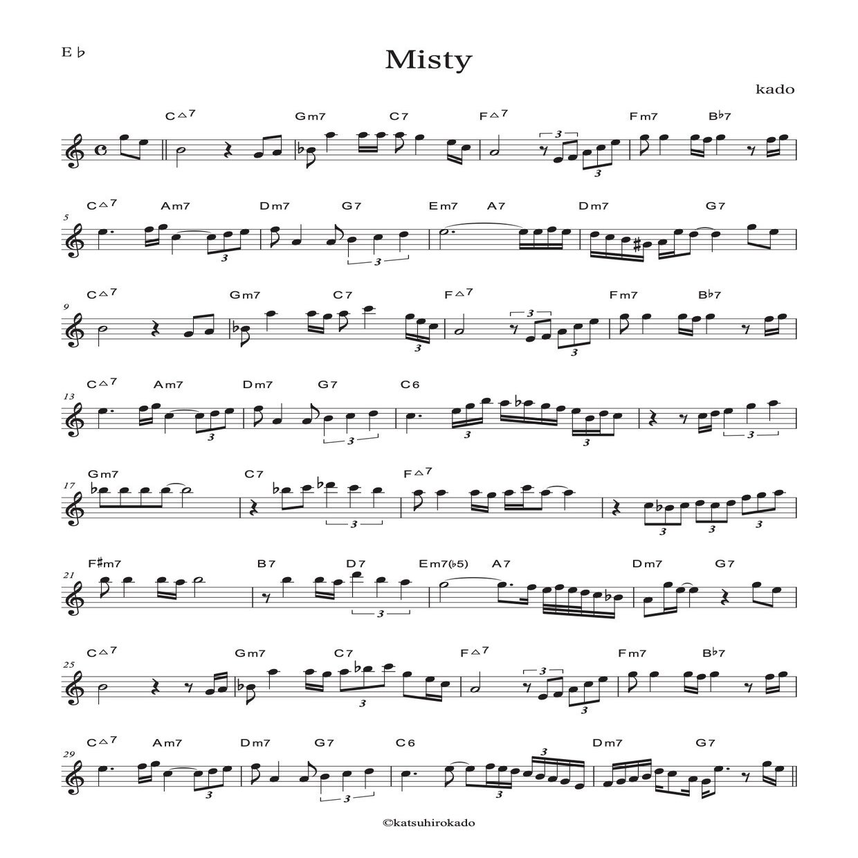 アルトサックス ミスティー でのソロ例 加度 克紘 Note