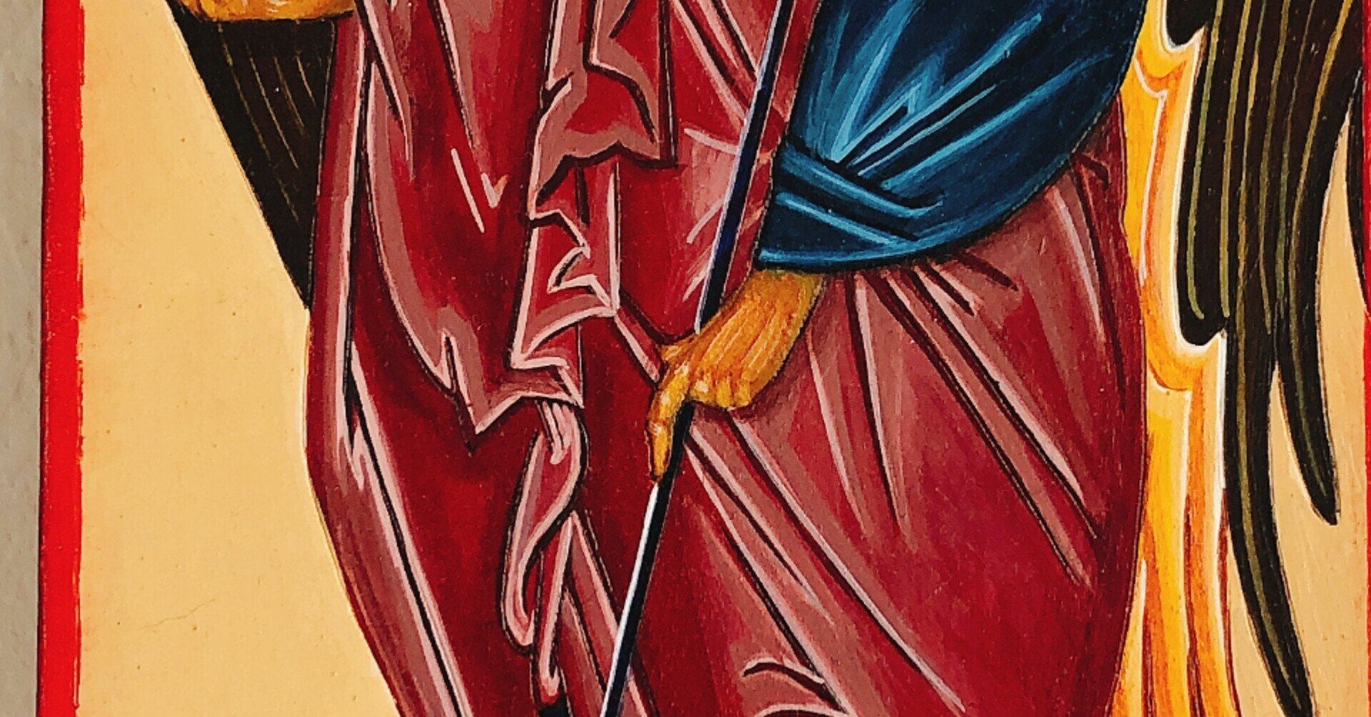 イコン　◇聖大天使ミカエル◇　ギリシャ職人の手描き　テンペラ画 イコン ◇聖大天使ミカエル◇ ギリシャ職人の手描き テンペラ画