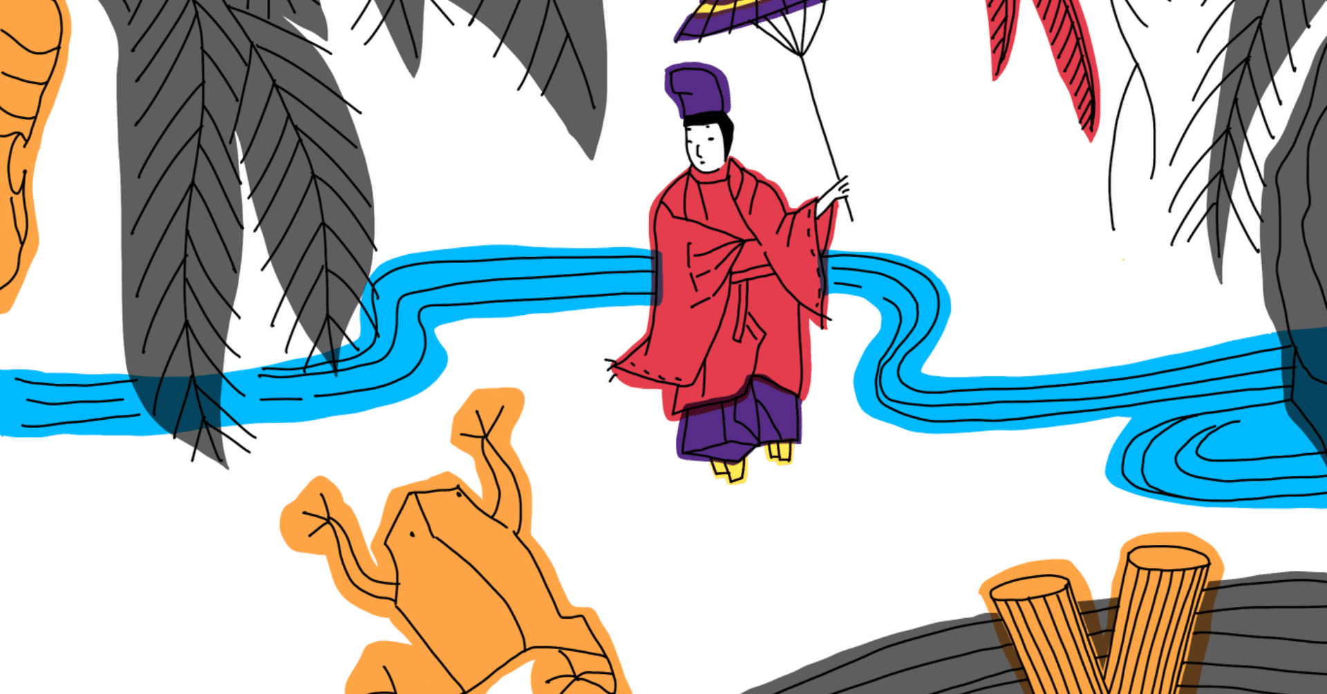 花札その11（小野道風にカエル 柳にツバメ）｜しち