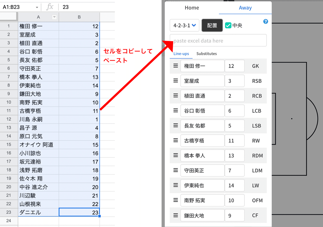 Tacticalistaの使い方 フォーメーション一括配置機能 Jun Kanomata Note