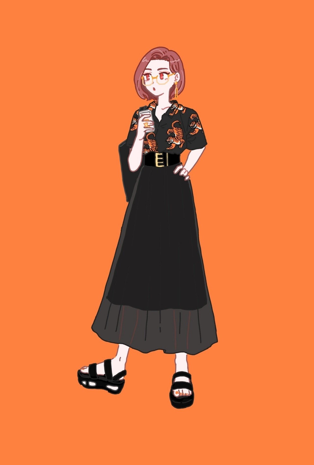今日の絵 虎柄シャツのお姉さん 有灰うみ Note