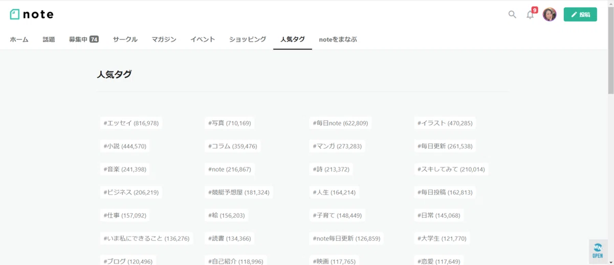 人気タグ