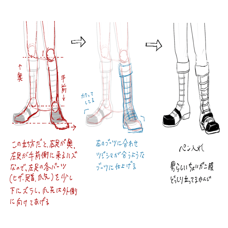 靴イラスト添削企画その１ パンプス ブーツの正面 踵を返す構図 みえ 靴illustrator Note