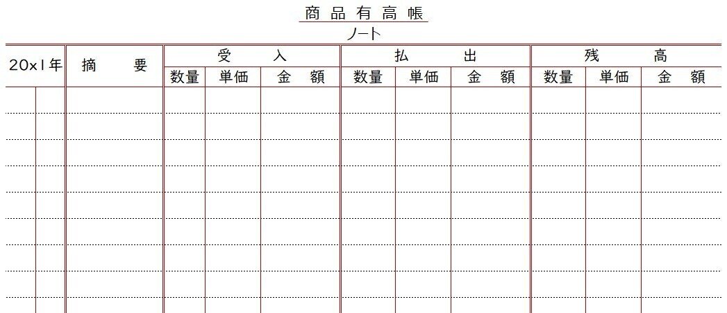 帳簿 商品有高帳 先入先出法 しぃ Note