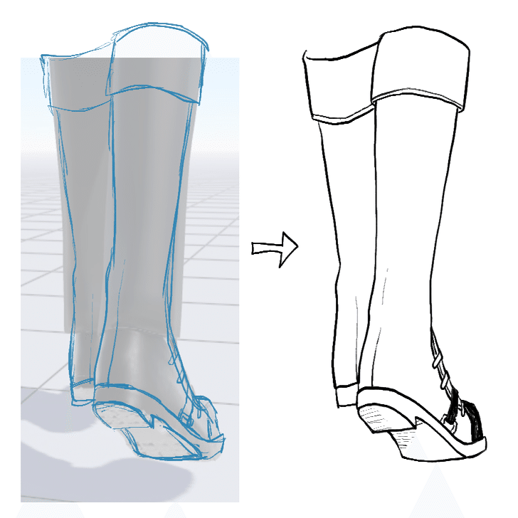 靴イラスト添削企画その１ パンプス ブーツの正面 踵を返す構図 みえ 靴illustrator Note