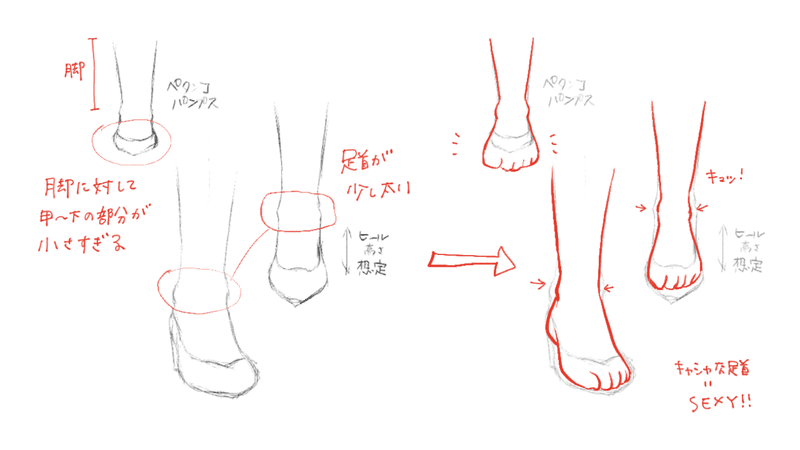 靴イラスト添削企画その１ パンプス ブーツの正面 踵を返す構図 みえ 描く 書く デザイン Note